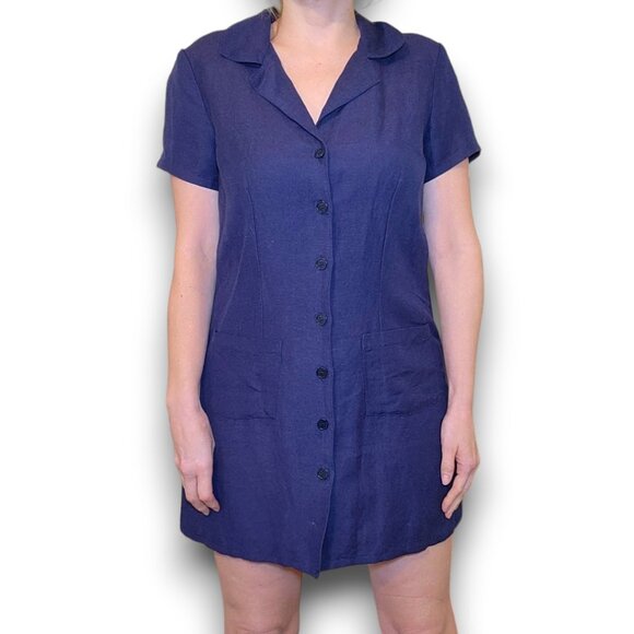REFORMATION Navy Blue Button Front Shirt Dress - Picture 1 of 10